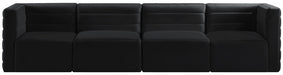 Quincy Black Velvet Modular Cloud-Like Comfort Sofa - 677Black-S126 - Vega Furniture