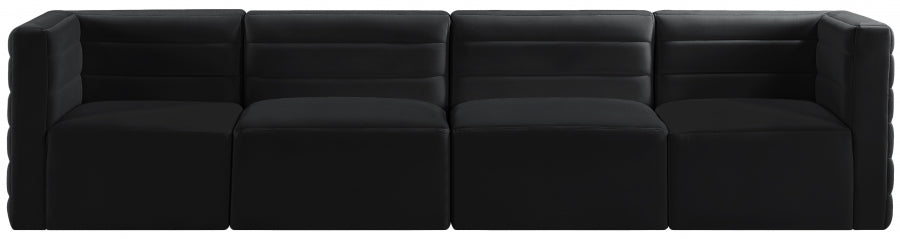 Quincy Black Velvet Modular Cloud-Like Comfort Sofa - 677Black-S126 - Vega Furniture