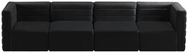 Quincy Black Velvet Modular Cloud-Like Comfort Sofa - 677Black-S126 - Vega Furniture