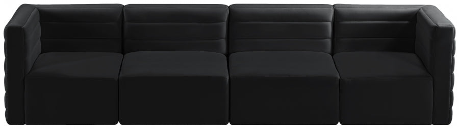 Quincy Black Velvet Modular Cloud-Like Comfort Sofa - 677Black-S126 - Vega Furniture