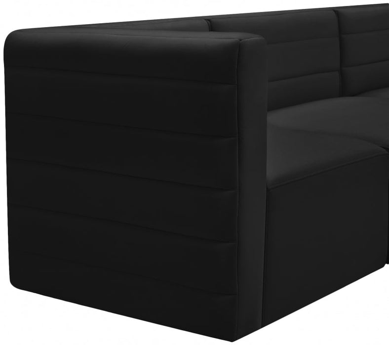 Quincy Black Velvet Modular Cloud-Like Comfort Sofa - 677Black-S126 - Vega Furniture