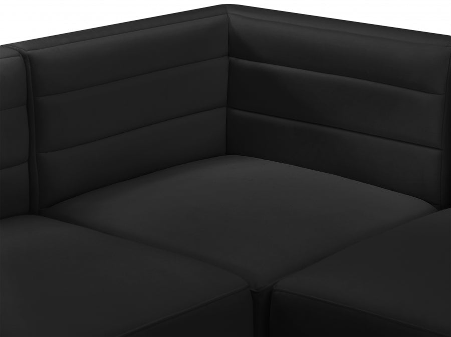 Quincy Black Velvet Modular Cloud-Like Comfort Sofa - 677Black-S126 - Vega Furniture