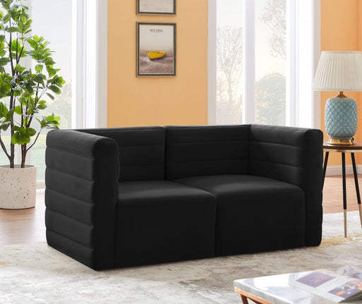 Quincy Black Velvet Modular Cloud-Like Comfort Sofa - 677Black-S63 - Vega Furniture