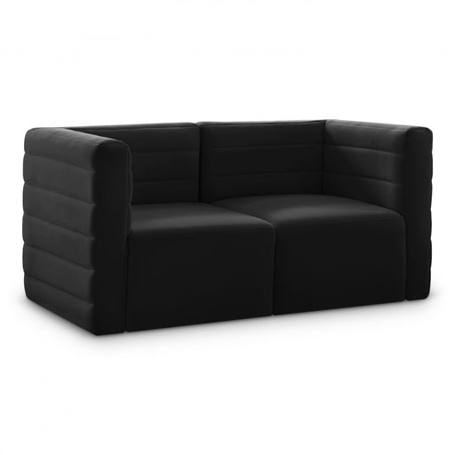 Quincy Black Velvet Modular Cloud-Like Comfort Sofa - 677Black-S63 - Vega Furniture