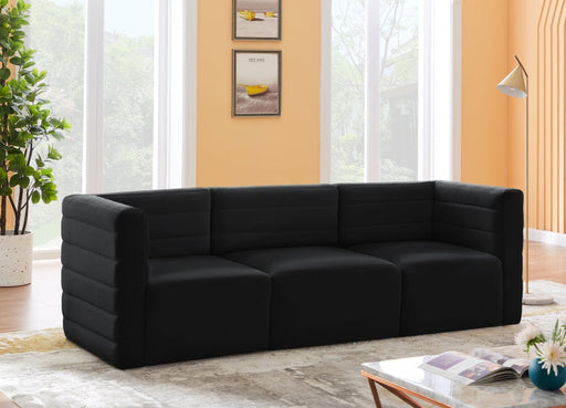 Quincy Black Velvet Modular Cloud-Like Comfort Sofa - 677Black-S95 - Vega Furniture