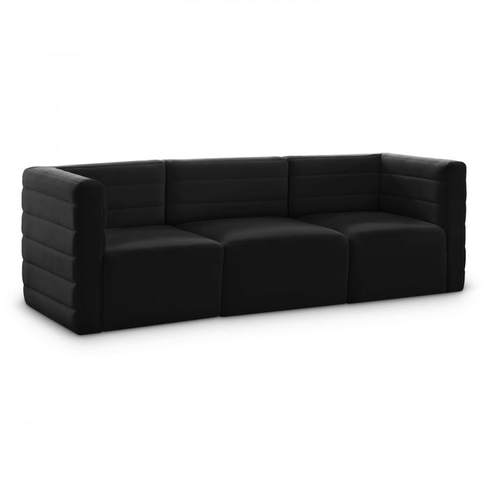 Quincy Black Velvet Modular Cloud-Like Comfort Sofa - 677Black-S95 - Vega Furniture