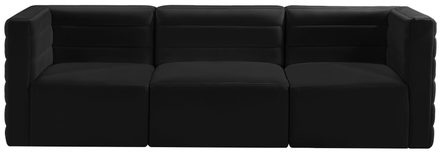 Quincy Black Velvet Modular Cloud-Like Comfort Sofa - 677Black-S95 - Vega Furniture