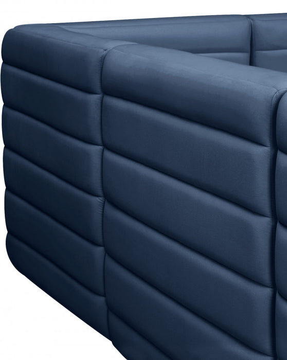 Quincy Blue Velvet Modular Cloud-Like Comfort Armless Chair - 677Navy-Armless - Vega Furniture