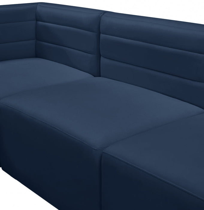 Quincy Blue Velvet Modular Cloud-Like Comfort Armless Chair - 677Navy-Armless - Vega Furniture