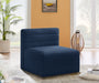 Quincy Blue Velvet Modular Cloud-Like Comfort Armless Chair - 677Navy-Armless - Vega Furniture