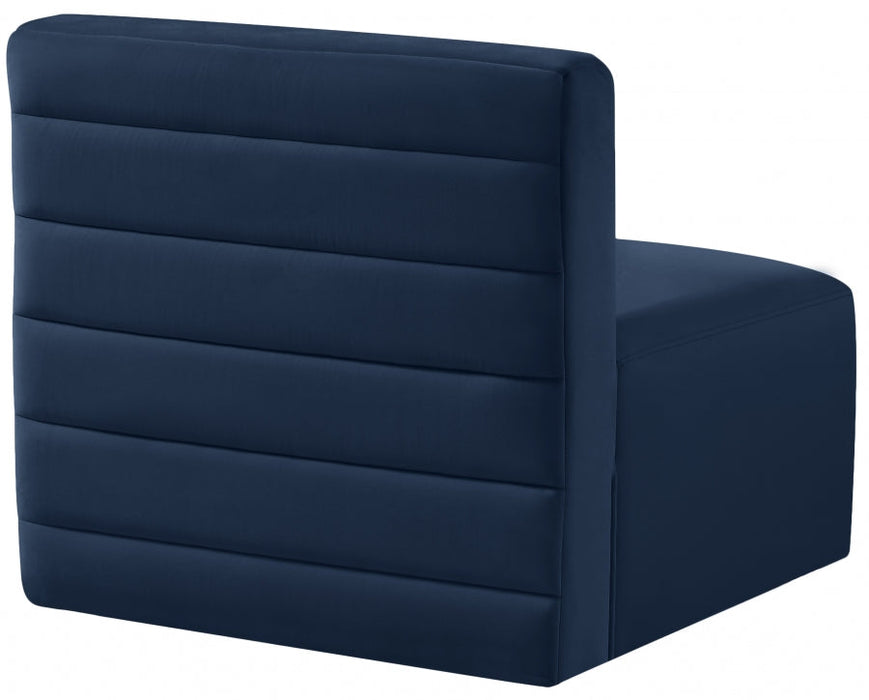 Quincy Blue Velvet Modular Cloud-Like Comfort Armless Chair - 677Navy-Armless - Vega Furniture