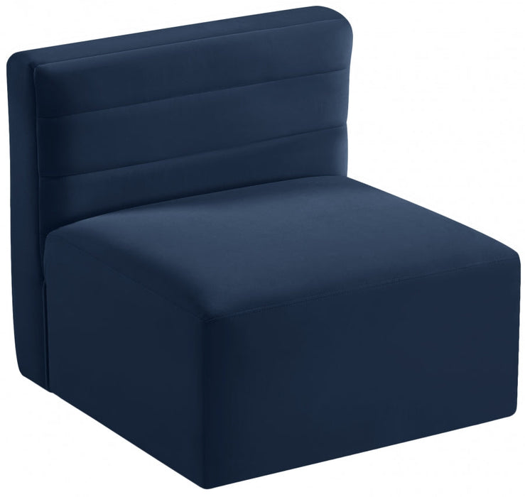 Quincy Blue Velvet Modular Cloud-Like Comfort Armless Chair - 677Navy-Armless - Vega Furniture