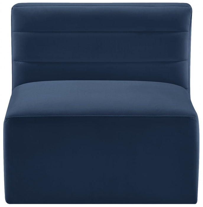 Quincy Blue Velvet Modular Cloud-Like Comfort Armless Chair - 677Navy-Armless - Vega Furniture