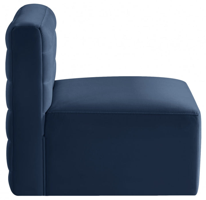 Quincy Blue Velvet Modular Cloud-Like Comfort Armless Chair - 677Navy-Armless - Vega Furniture