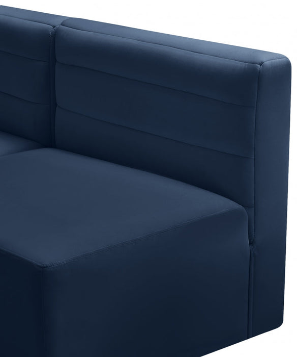 Quincy Blue Velvet Modular Cloud-Like Comfort Armless Chair - 677Navy-Armless - Vega Furniture