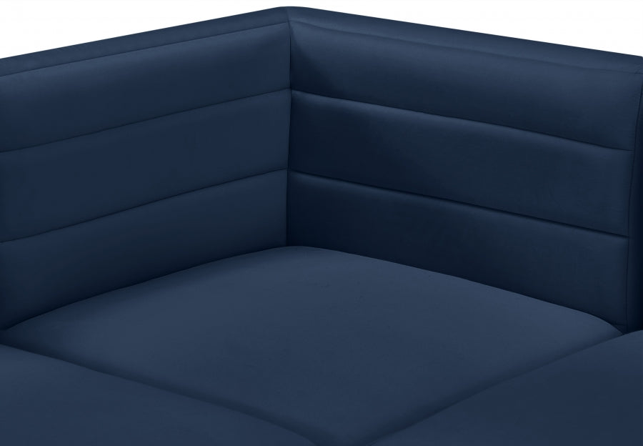 Quincy Blue Velvet Modular Cloud-Like Comfort Armless Chair - 677Navy-Armless - Vega Furniture