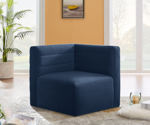 Quincy Blue Velvet Modular Cloud-Like Comfort Corner Chair - 677Navy-Corner - Vega Furniture