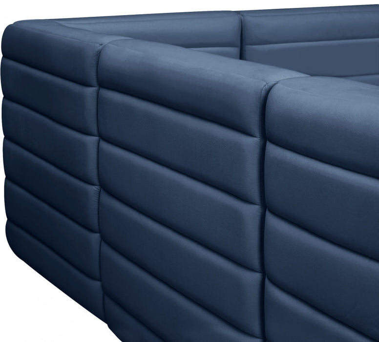 Quincy Blue Velvet Modular Cloud-Like Comfort Loveseat - 677Navy-S63 - Vega Furniture