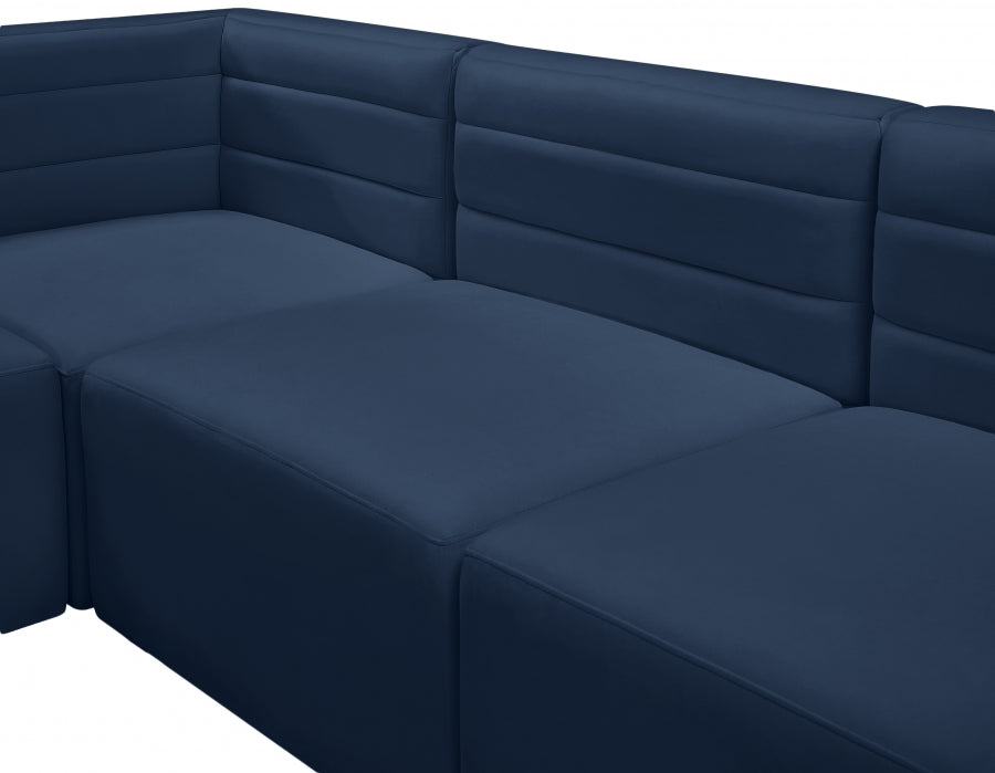 Quincy Blue Velvet Modular Cloud-Like Comfort Loveseat - 677Navy-S63 - Vega Furniture