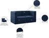 Quincy Blue Velvet Modular Cloud-Like Comfort Loveseat - 677Navy-S63 - Vega Furniture