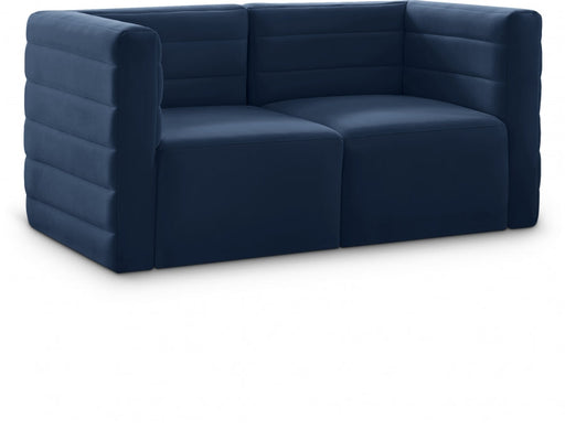 Quincy Blue Velvet Modular Cloud-Like Comfort Loveseat - 677Navy-S63 - Vega Furniture