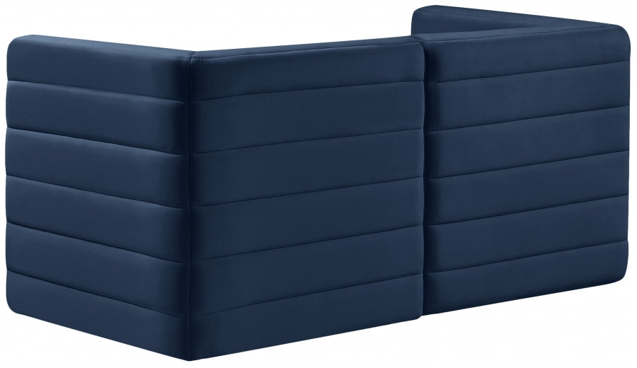 Quincy Blue Velvet Modular Cloud-Like Comfort Loveseat - 677Navy-S63 - Vega Furniture