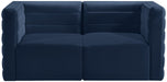 Quincy Blue Velvet Modular Cloud-Like Comfort Loveseat - 677Navy-S63 - Vega Furniture