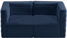 Quincy Blue Velvet Modular Cloud-Like Comfort Loveseat - 677Navy-S63 - Vega Furniture