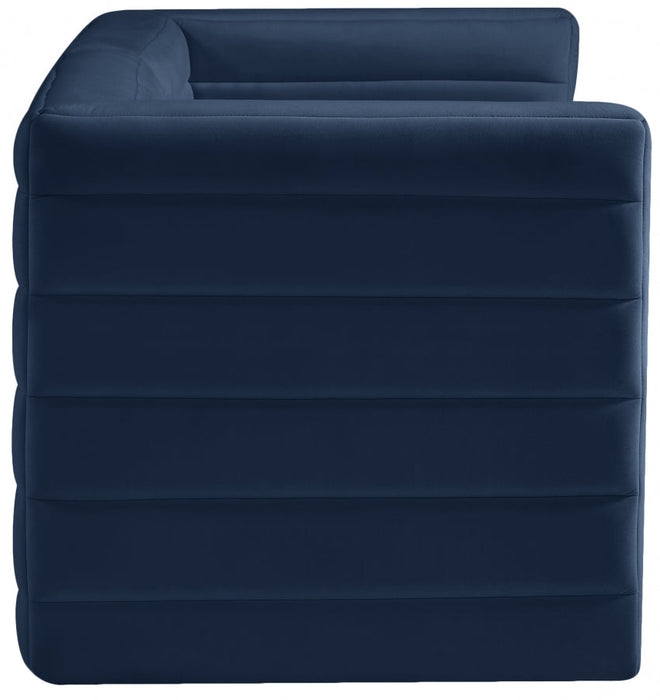 Quincy Blue Velvet Modular Cloud-Like Comfort Loveseat - 677Navy-S63 - Vega Furniture