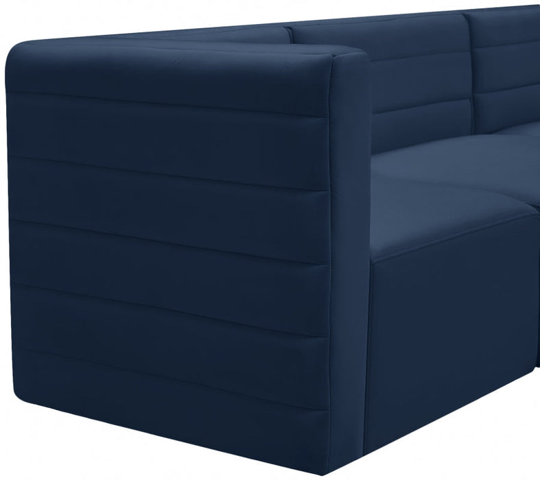 Quincy Blue Velvet Modular Cloud-Like Comfort Loveseat - 677Navy-S63 - Vega Furniture