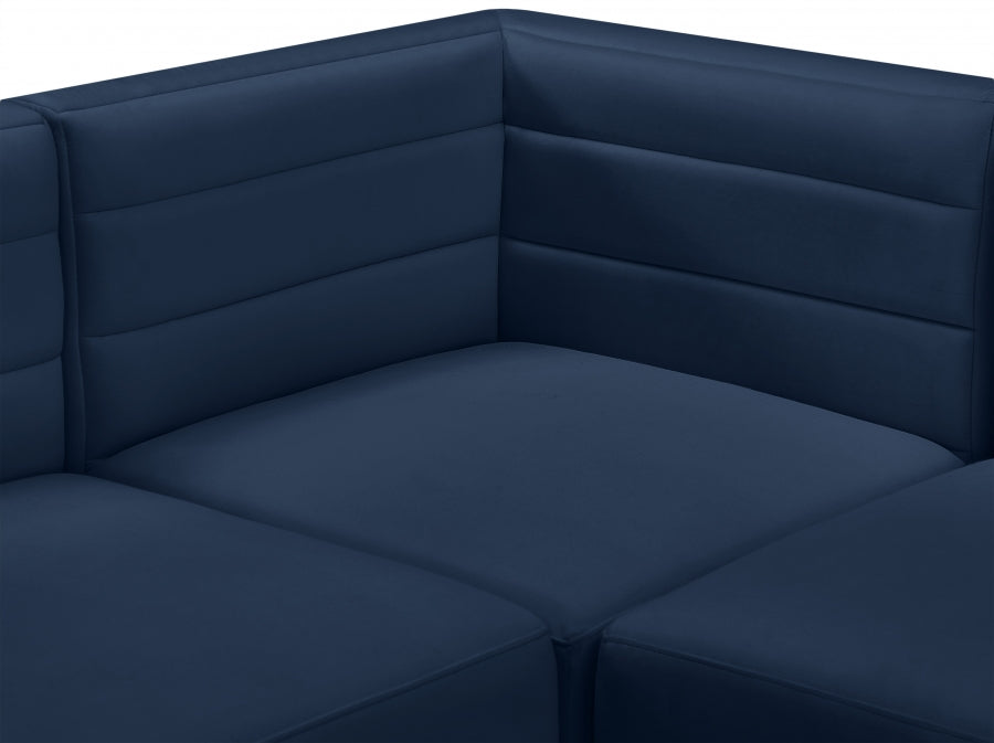 Quincy Blue Velvet Modular Cloud-Like Comfort Loveseat - 677Navy-S63 - Vega Furniture