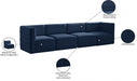 Quincy Blue Velvet Modular Cloud-Like Comfort Sofa - 677Navy-S126 - Vega Furniture