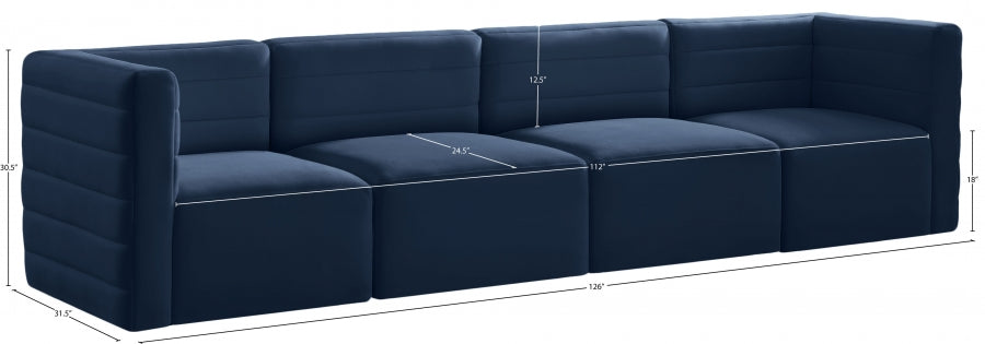 Quincy Blue Velvet Modular Cloud-Like Comfort Sofa - 677Navy-S126 - Vega Furniture