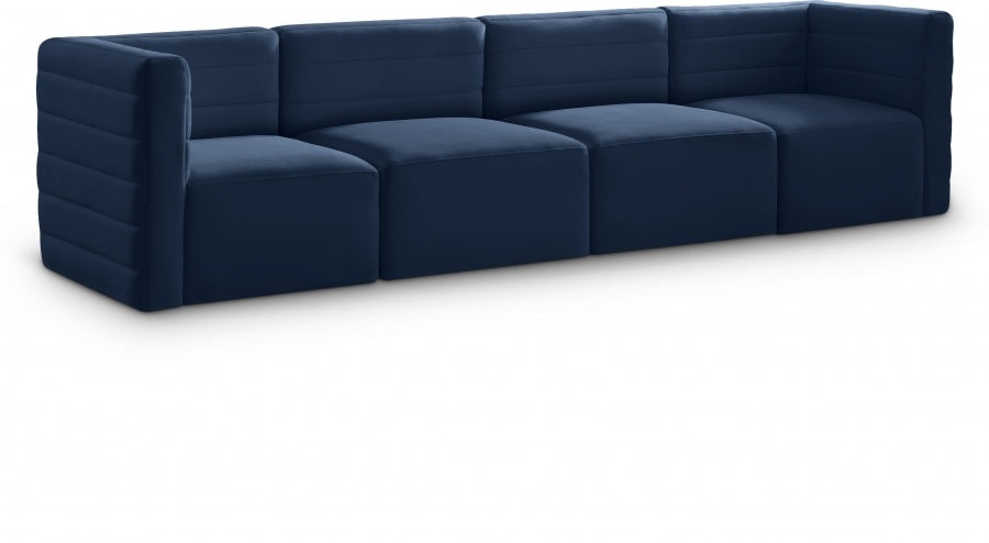 Quincy Blue Velvet Modular Cloud-Like Comfort Sofa - 677Navy-S126 - Vega Furniture