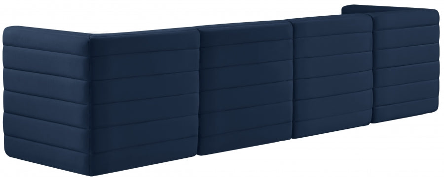 Quincy Blue Velvet Modular Cloud-Like Comfort Sofa - 677Navy-S126 - Vega Furniture