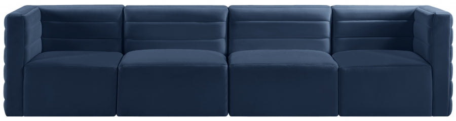 Quincy Blue Velvet Modular Cloud-Like Comfort Sofa - 677Navy-S126 - Vega Furniture