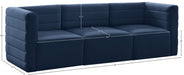 Quincy Blue Velvet Modular Cloud-Like Comfort Sofa - 677Navy-S95 - Vega Furniture