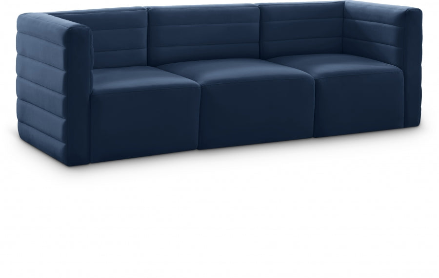 Quincy Blue Velvet Modular Cloud-Like Comfort Sofa - 677Navy-S95 - Vega Furniture