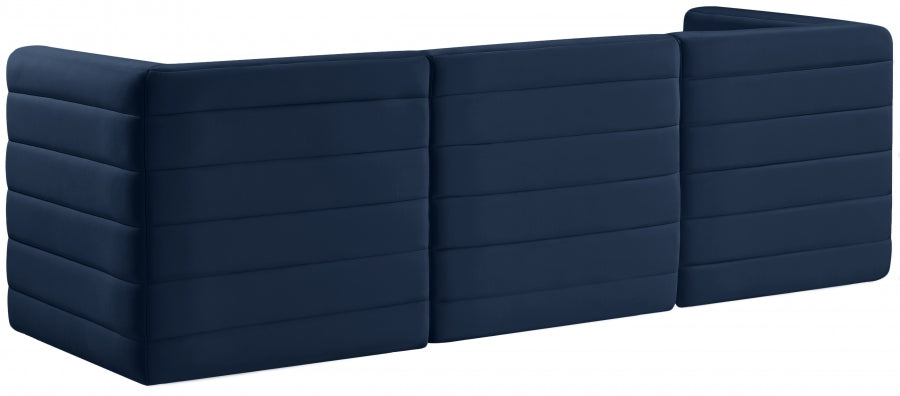 Quincy Blue Velvet Modular Cloud-Like Comfort Sofa - 677Navy-S95 - Vega Furniture