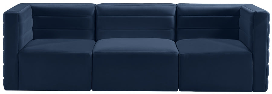 Quincy Blue Velvet Modular Cloud-Like Comfort Sofa - 677Navy-S95 - Vega Furniture