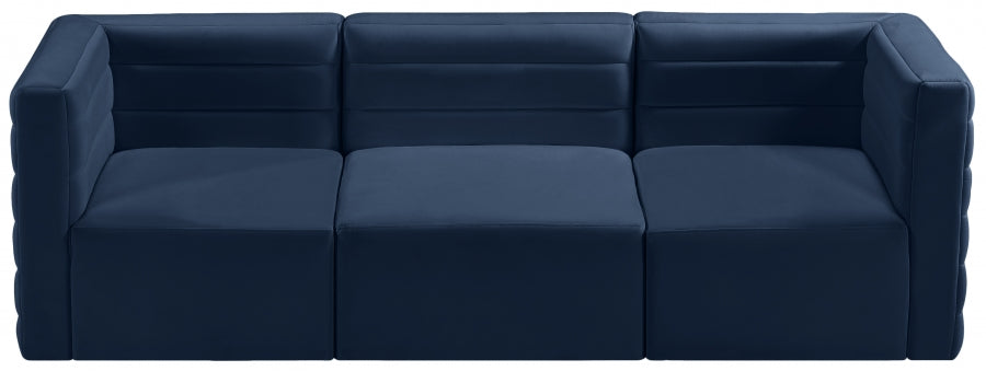 Quincy Blue Velvet Modular Cloud-Like Comfort Sofa - 677Navy-S95 - Vega Furniture