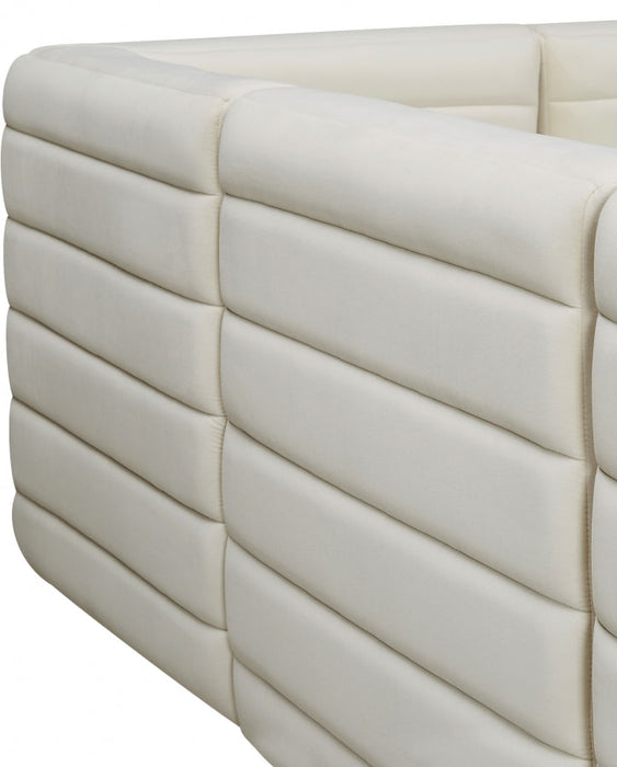 Quincy Cream Velvet Modular Cloud-Like Comfort Armless Chair - 677Cream-Armless - Vega Furniture