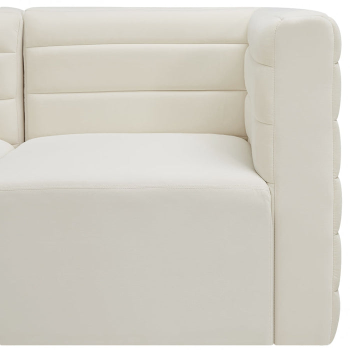 Quincy Cream Velvet Modular Cloud-Like Comfort Armless Chair - 677Cream-Armless - Vega Furniture