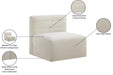 Quincy Cream Velvet Modular Cloud-Like Comfort Armless Chair - 677Cream-Armless - Vega Furniture