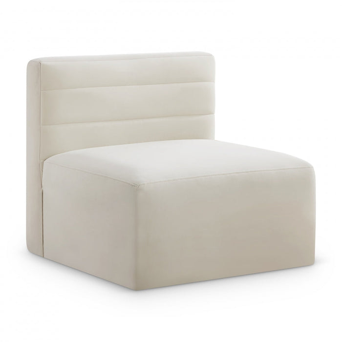 Quincy Cream Velvet Modular Cloud-Like Comfort Armless Chair - 677Cream-Armless - Vega Furniture