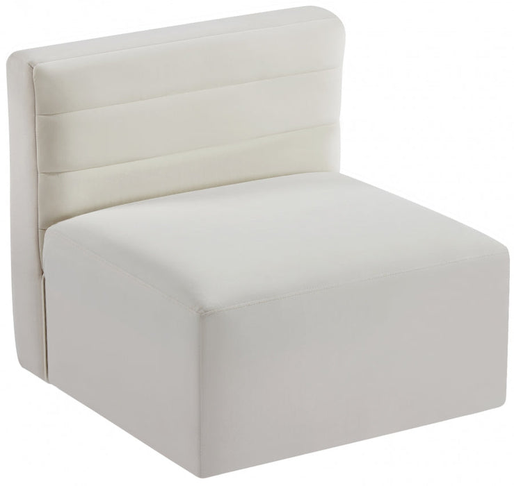 Quincy Cream Velvet Modular Cloud-Like Comfort Armless Chair - 677Cream-Armless - Vega Furniture