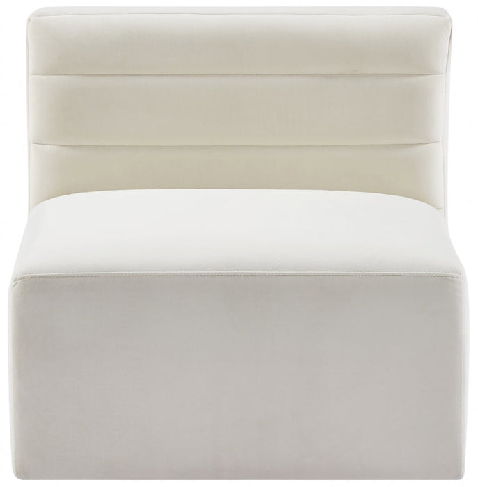 Quincy Cream Velvet Modular Cloud-Like Comfort Armless Chair - 677Cream-Armless - Vega Furniture