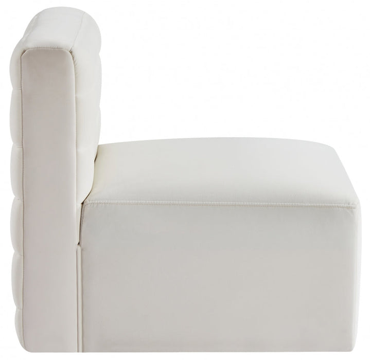 Quincy Cream Velvet Modular Cloud-Like Comfort Armless Chair - 677Cream-Armless - Vega Furniture