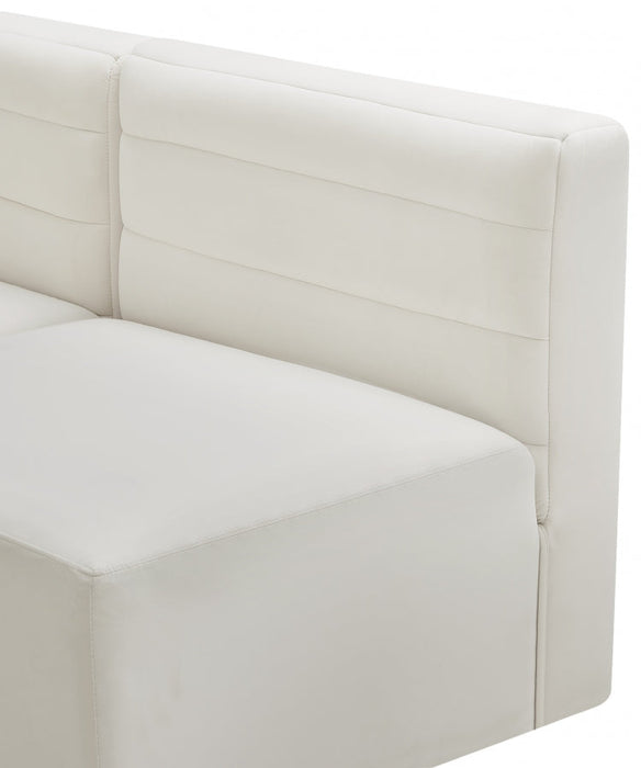 Quincy Cream Velvet Modular Cloud-Like Comfort Armless Chair - 677Cream-Armless - Vega Furniture