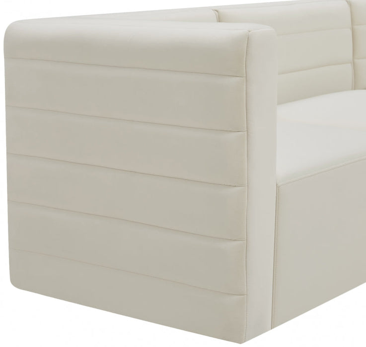 Quincy Cream Velvet Modular Cloud-Like Comfort Armless Chair - 677Cream-Armless - Vega Furniture